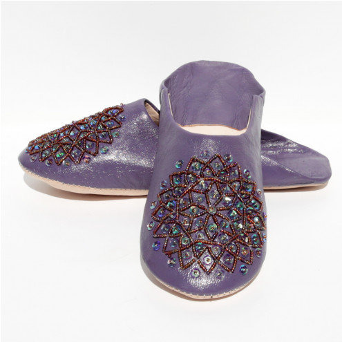 Marokkanische Pailletten Hausschuhe MOSONA Lila