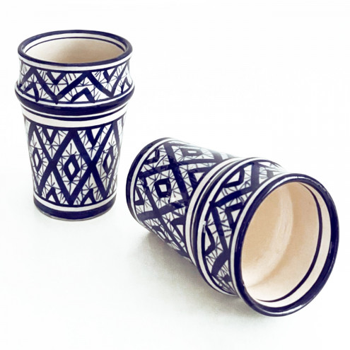 Handbemalter Keramik-Trinkbecher BMK7 blau