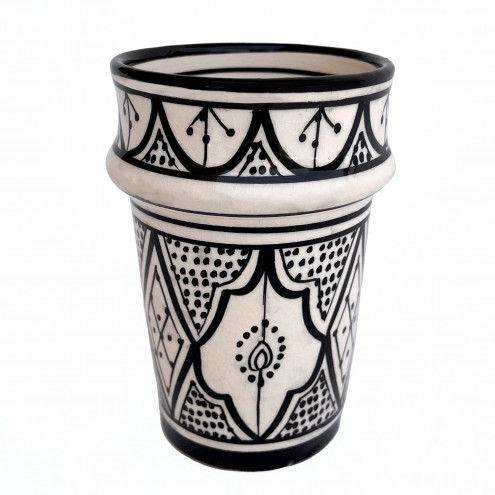 Handbemalter Keramikbecher Schwarz/weiß BMK10