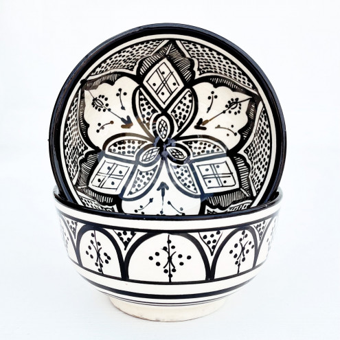 Keramikschale aus Marokko Safi-25 Schwarz/weiß