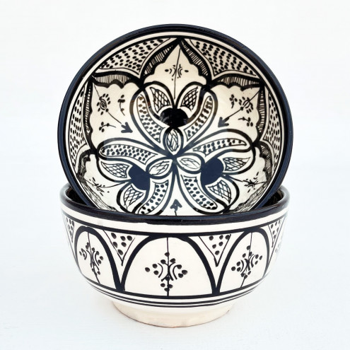 Keramikschale aus Marokko Safi-26 Schwarz/weiß