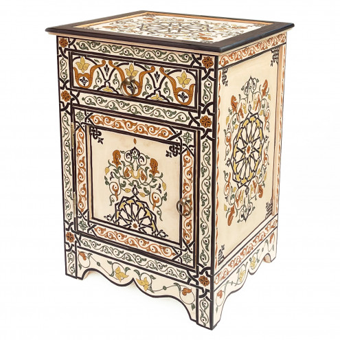 Marokkanischer Nachtschrank NOURIA Cremeweiß 70x50cm