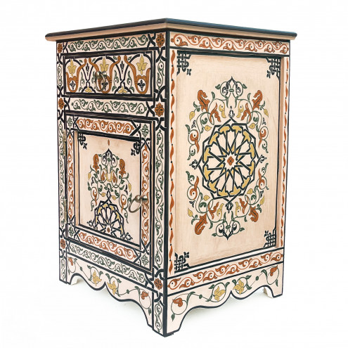 Marokkanischer Nachtschrank NOURIA Cremeweiß 70x50cm