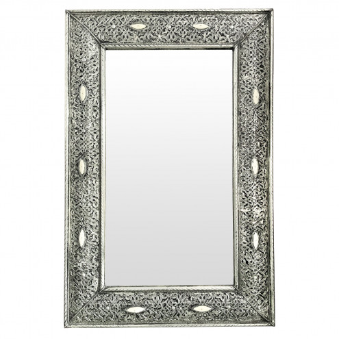 Marokkanischer Spiegel LOSAT aus Versilbertem Messing H80x50cm