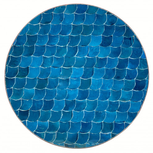 Kacheltisch aus Marokko SAMAK Ø60cm Seeblau