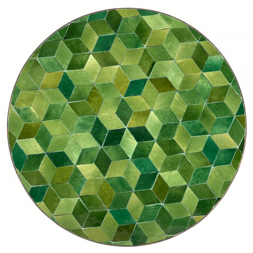 Kacheltisch aus Marokko DARJA Ø60cm Patchwork-grün