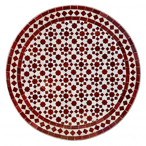 Marokkanischer Mosaiktisch TARSIA bordeauxrot D60cm