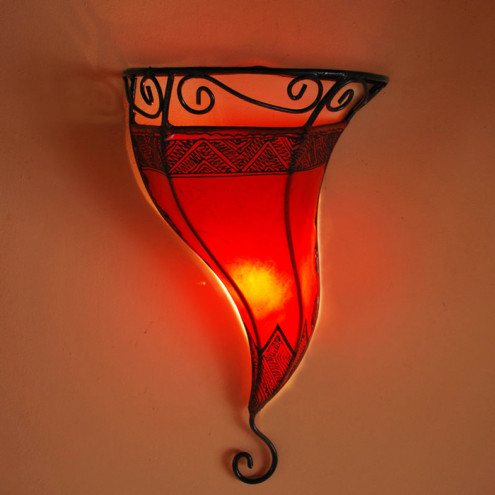 Wandlampe aus Leder "Autar" Rot