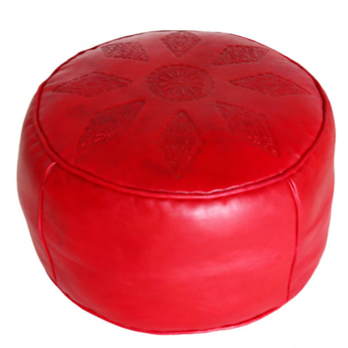 Marokkanisches Leder Sitzkissen SALÈ Rot