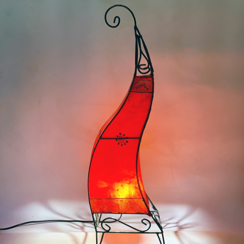 Orientalische Lederlampe CANAR rot H78cm