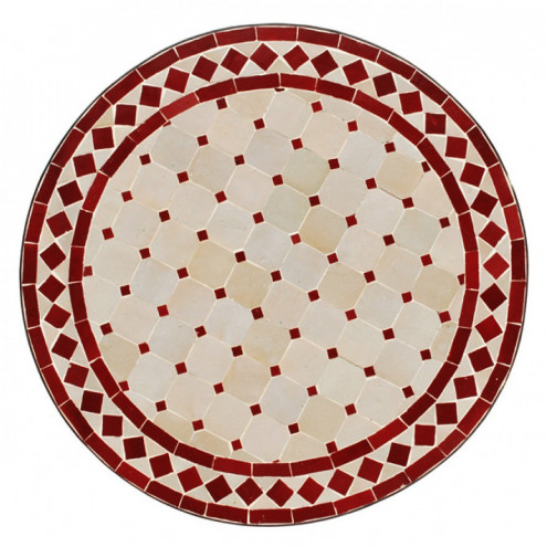 Mosaiktisch D60cm -Beige/Bordeaux-