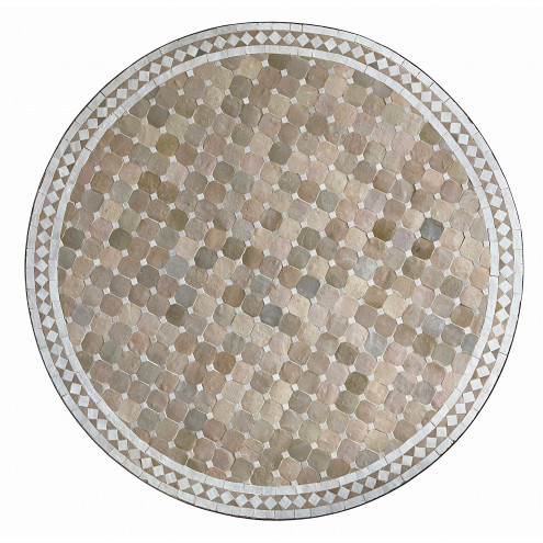 Runder Mosaiktisch BIDAK Ø 120cm weiss/beige