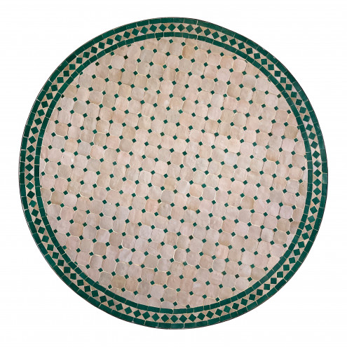 Marokkanischer Runder Mosaiktisch BIDAK Ø 120cm Grün/beige