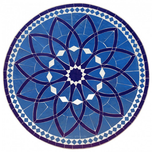 Gartentisch aus Marokko MOSA BLAU Ø 80cm