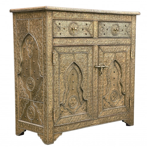 Marokkanische Kommode mit Messing-Verkleidung MABROUK