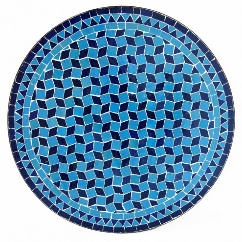 Marokkanischer Mosaiktisch -Fassia- blau_tuerkis D60cm