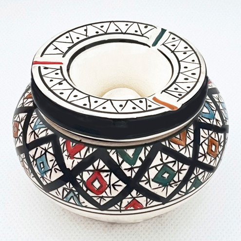 KERAMIK ASCHENBECHER MIT DECKEL Multifarbig Ø 12 cm