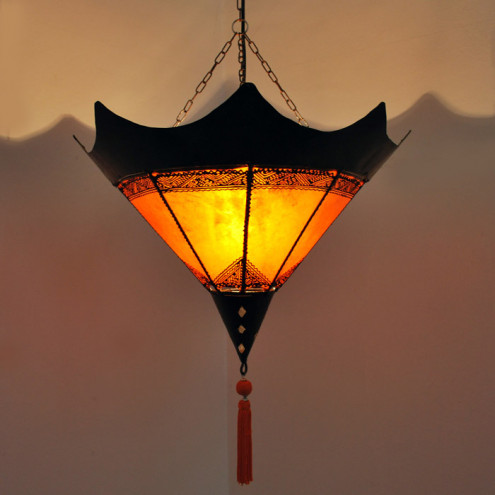 Lederlampe aus Marokko "Shashia_Orange " 50cm