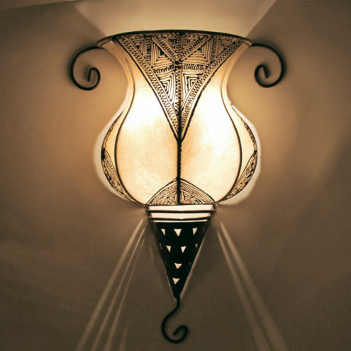 Marokkanische Leder- Wandleuchte GEDIRA Natur