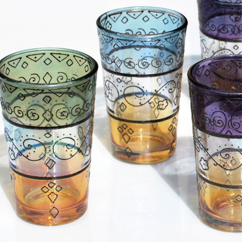 Bunte Marokkanische Teegläser HENNA 6 Stück