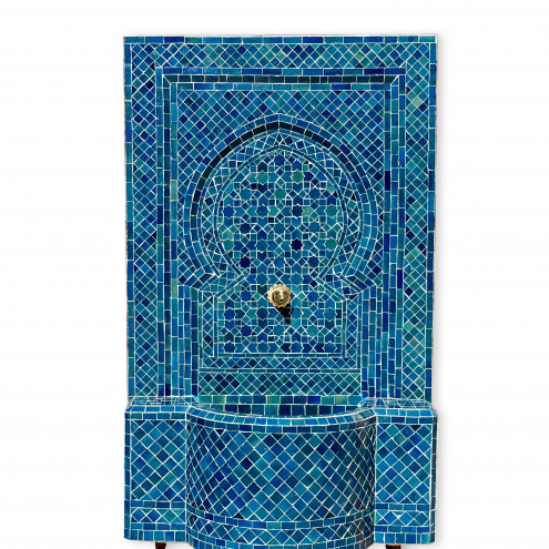 Marokkanischer Gartenbrunnen OCEANBLAU 130cm