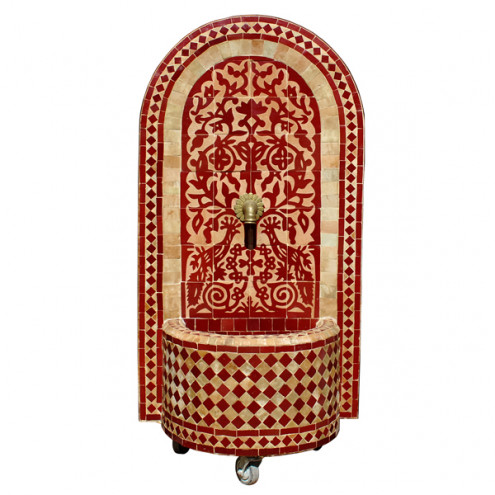 Mosaik Brunnen aus Marokko TAOUS H120 Rot