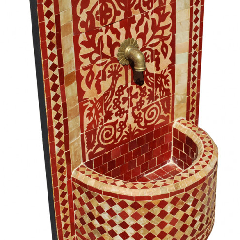 Mosaik Brunnen aus Marokko TAOUS H120 Rot