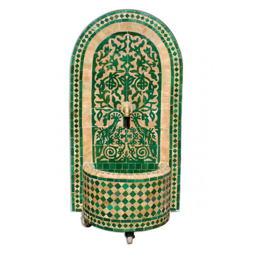 Mosaikbrunnen aus Marokko TAOUS H120cm grün