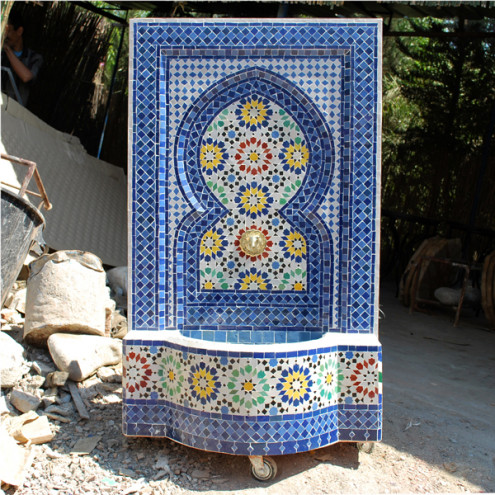 Mosaik Brunnen ANKABUT 130x70 cm Blau