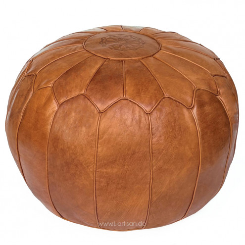 Marokkanisches Ledersitzkissen Rund cognac
