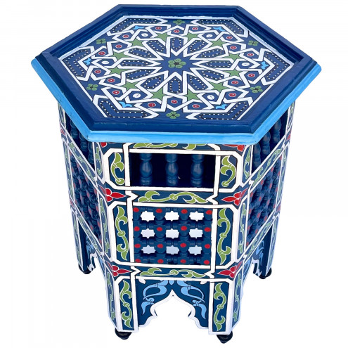 Beistelltisch Handbemalt MANAL blau