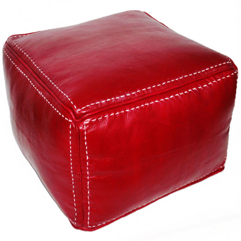 Sitzkissen aus Leder CARRÈ mit Naht 45x45 cm Rot