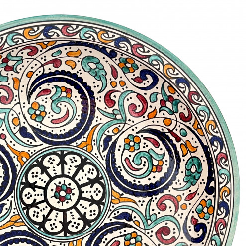 Marokkanische Handbemalte Große Schale aus Keramik FES-014 Ø40cm