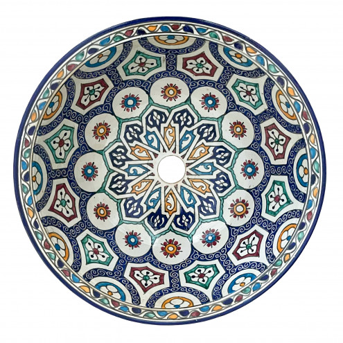 Aufsatzwaschbecken handbemalt aus Keramik FES-I D40cm