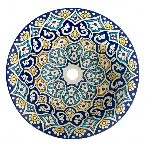 Handbemalte Keramik Waschschüssel MULTI-10 D40cm