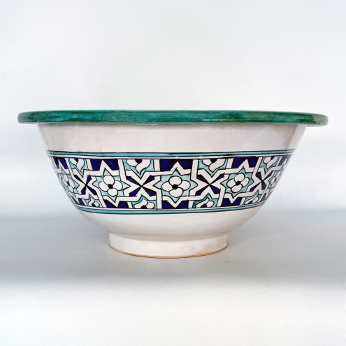 Marokkanisches Waschbecken handbemalt aus Keramik FES-VIII D40cm