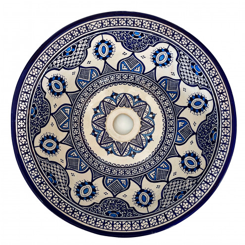 Marokkanisches Waschbecken handbemalt aus Keramik FES-XII