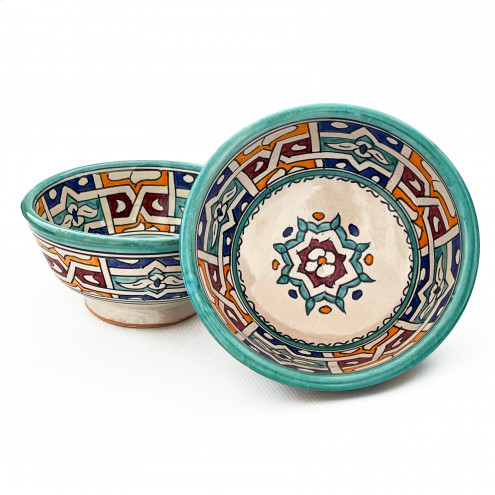 Bunte Keramik Schüssel aus Marokko FES-063 Ø18cm