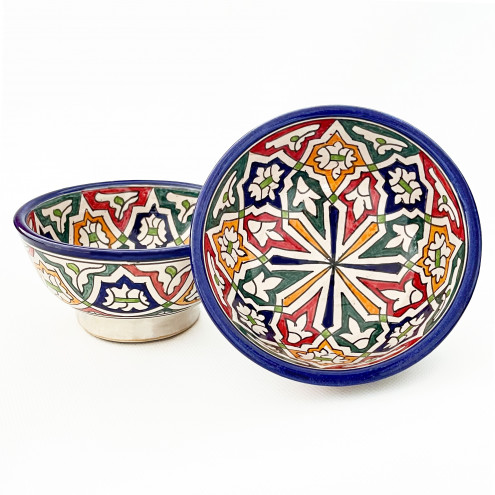 Bunte Keramikschüssel aus Marokko FES-066 Ø18cm
