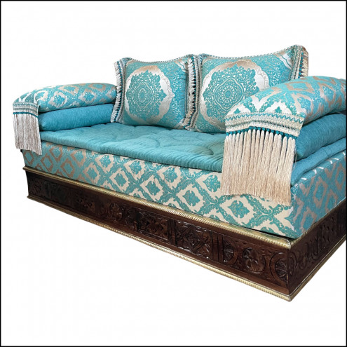 Marokkanische Sofa mit Messingleisten SOFIA Türkis