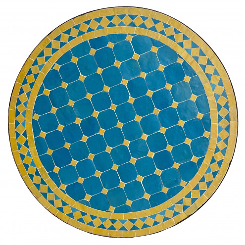 Kacheltisch aus Marokko Türkis/gelb Ø60cm