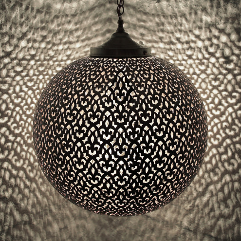 Orientalische Pendelleuchte Messing Kugel Mogador D43cm