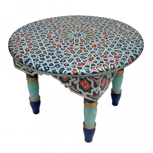 Runder orientalischer Teetisch MIDA blau