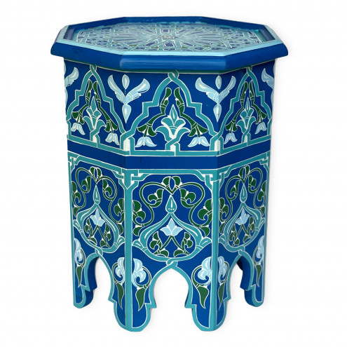 Marokkanischer Beistelltisch Handbemalt Blau