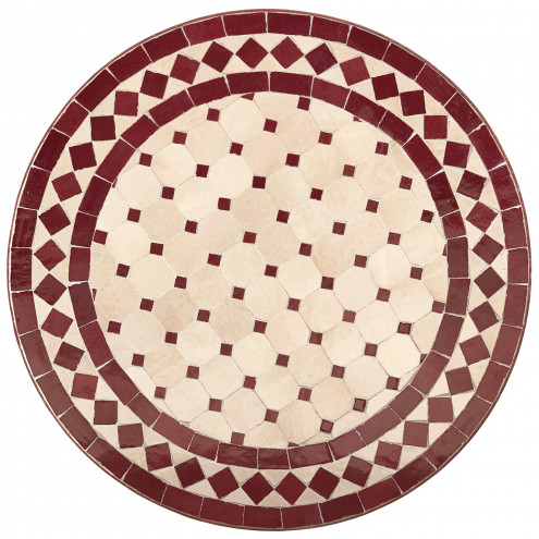 Kleiner Mosaiktisch BIDAK bordeauxrot & beige