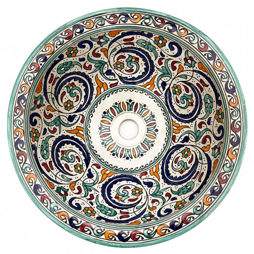 Orientalisches handbemaltes Keramik Waschschüssel FES-V D42cm