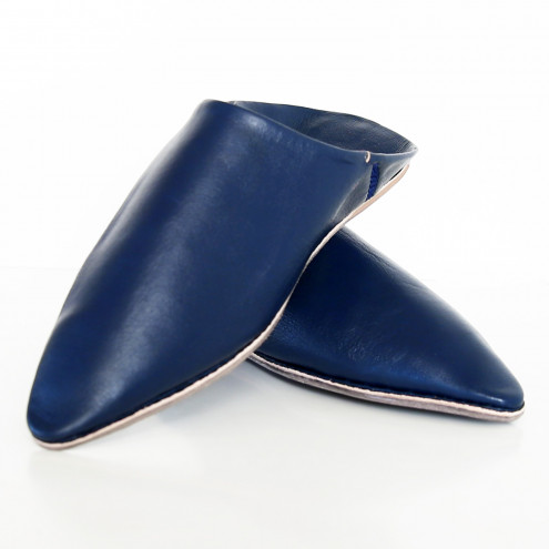 Marokkanische Leder Babouche FEZ Blau Gr. 40-44