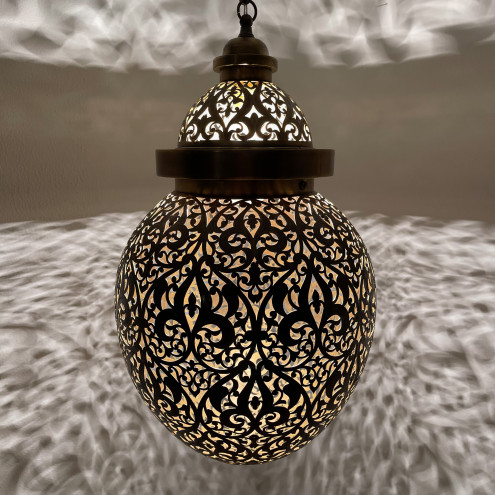 Marokkanische Lampe Eiförmig aus Messing MALEA