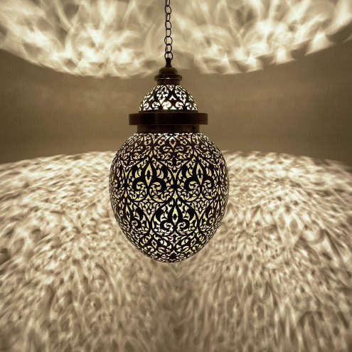 Marokkanische Lampe Eiförmig aus Messing MALEA
