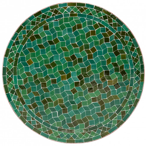 Marokkanischer Bistrotisch Gartentisch aus Mosaik NOUJOUM Türkis/Grün D60cm